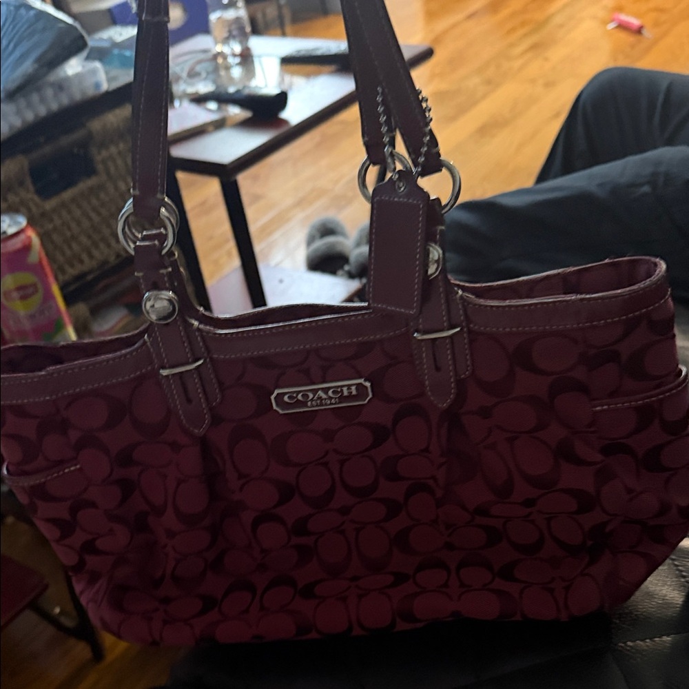 Coach Maroon Signature Shoulder Bag
